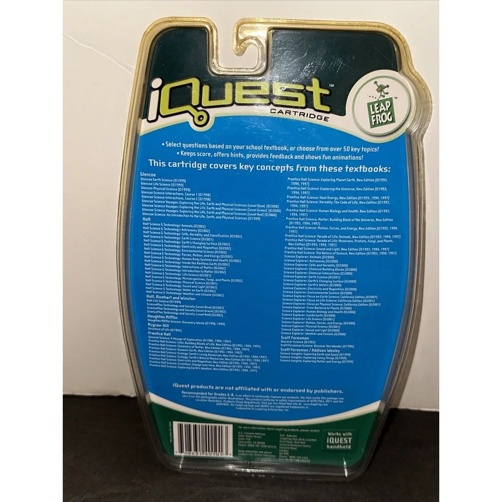 QUANTUM LEAP iQuest Cartridges Grades 6-8 Science (NEW‎ SEALED) A50